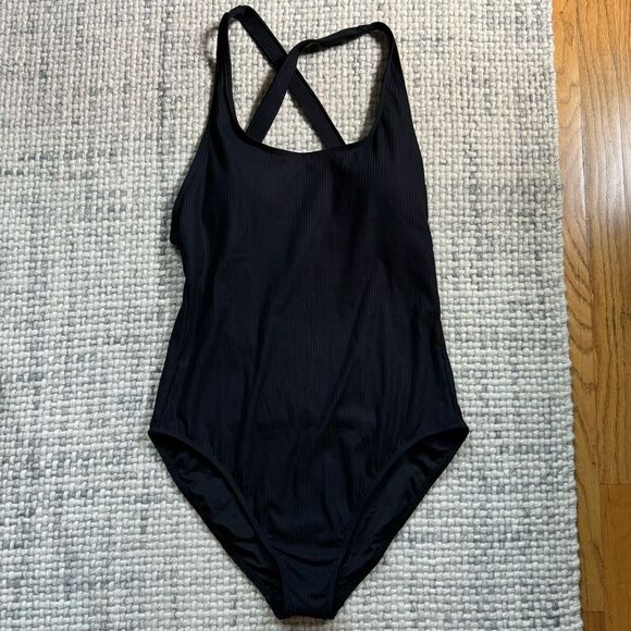 NEW Andie The Tulum One Piece in Black Ribbed XLT - Picture 2 of 5
